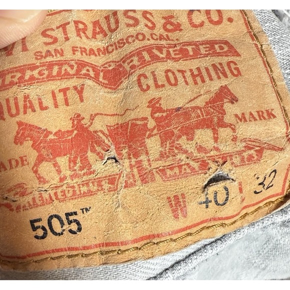 Levis 505 Straight Fit Jeans Men's Size 40x32(38x31) Gray Zip‎ Fly - Picture 4 of 9